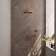 BRAUER Copper Edition thermostatische inbouw regendouche 3-weg rond SET 82 met 30 cm douchekop en gebogen muurarm en 3-standen handdouche en doucheslang en wandaansluitbocht koper geborsteld PVD 5-GK-276