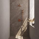 BRAUER Copper Edition thermostatische inbouw regendouche 3-weg rond SET 85 met 20 cm douchekop en rechte muurarm en staaf handdouche en doucheslang en geÃ¯ntegreerde glijstang koper geborsteld PVD 5-GK-279