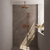 BRAUER Copper Edition thermostatische inbouw regendouche 3-weg rond SET 90 met 30 cm douchekop en plafondarm en staaf handdouche en doucheslang en geÃ¯ntegreerde glijstang koper geborsteld PVD 5-GK-284