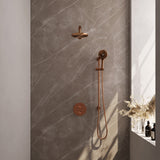 BRAUER Copper Edition thermostatische inbouw regendouche 3-weg rond SET 91 met 20 cm douchekop en rechte muurarm en 3-standen handdouche en doucheslang en geÃ¯ntegreerde glijstang koper geborsteld PVD 5-GK-285