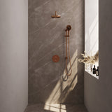 BRAUER Copper Edition thermostatische inbouw regendouche 3-weg rond SET 93 met 20 cm douchekop en gebogen muurarm en 3-standen handdouche en doucheslang en geÃ¯ntegreerde glijstang koper geborsteld PVD 5-GK-287