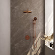 BRAUER Copper Edition thermostatische inbouw regendouche 3-weg rond SET 94 met 30 cm douchekop en gebogen muurarm en 3-standen handdouche en doucheslang en geÃ¯ntegreerde glijstang koper geborsteld PVD 5-GK-288