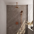 BRAUER Copper Edition thermostatische inbouw regendouche 3-weg rond SET 95 met 20 cm douchekop en plafondarm en 3-standen handdouche en doucheslang en geÃ¯ntegreerde glijstang koper geborsteld PVD 5-GK-289