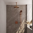 BRAUER Copper Edition thermostatische inbouw regendouche 3-weg rond SET 96 met 30 cm douchekop en plafondarm en 3-standen handdouche en doucheslang en geÃ¯ntegreerde glijstang koper geborsteld PVD 5-GK-290