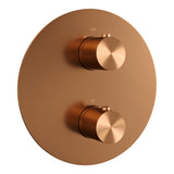 BRAUER Copper Carving thermostatische inbouw regendouche 3-weg rond SET 88 met 30 cm douchekop en gebogen muurarm en staaf handdouche en doucheslang en geÃ¯ntegreerde glijstang koper geborsteld PVD 5-GK-306