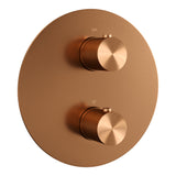 BRAUER Copper Carving thermostatische inbouw regendouche 3-weg rond SET 90 met 30 cm douchekop en plafondarm en staaf handdouche en doucheslang en geÃ¯ntegreerde glijstang koper geborsteld PVD 5-GK-308