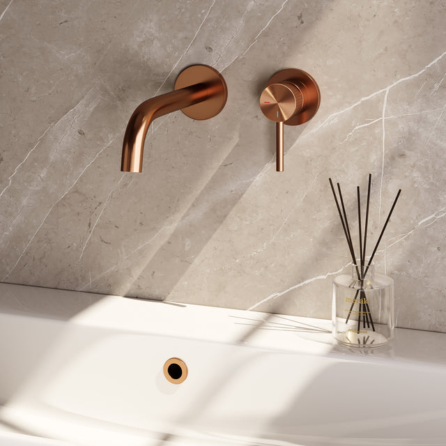 BRAUER Stripe inbouw wastafelmengkraan met gebogen uitloop en rozetten model A1 koper geborsteld PVD 5-GK-328