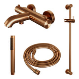 BRAUER Stripe opbouw baddouche thermostaatkraan SET 01 met glijstang en staaf handdouche en doucheslang koper geborsteld PVD 5-GK-340