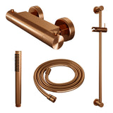 BRAUER Stripe opbouw douche thermostaatkraan SET 01 met glijstang en staaf handdouche en doucheslang koper geborsteld PVD 5-GK-345