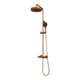BRAUER Stripe opbouw thermostatische regendouche SET 02 met 25 cm hoofddouche en 3-standen handdouche en doucheslang koper geborsteld PVD 5-GK-349