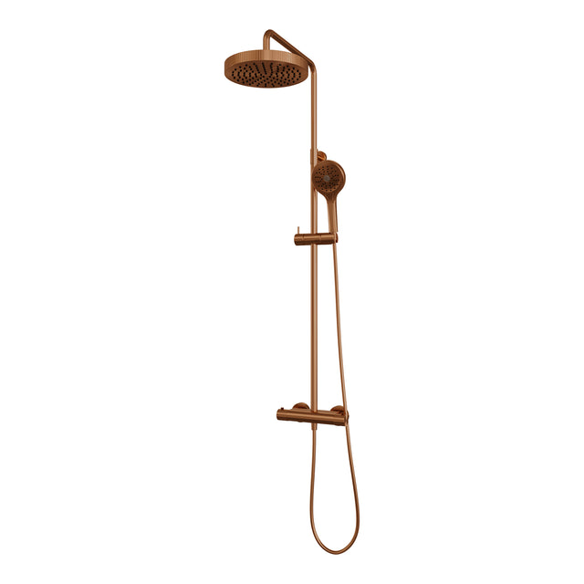 BRAUER Stripe opbouw thermostatische regendouche SET 02 met 25 cm hoofddouche en 3-standen handdouche en doucheslang koper geborsteld PVD 5-GK-349