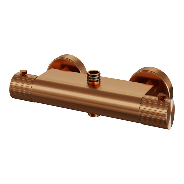 BRAUER Stripe opbouw thermostatische regendouche SET 02 met 25 cm hoofddouche en 3-standen handdouche en doucheslang koper geborsteld PVD 5-GK-349