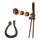 BRAUER Stripe thermostatische inbouw badkraan SET 01 met badvulcombinatie en staaf handdouche en doucheslang en wandaansluitbocht koper geborsteld PVD 5-GK-359