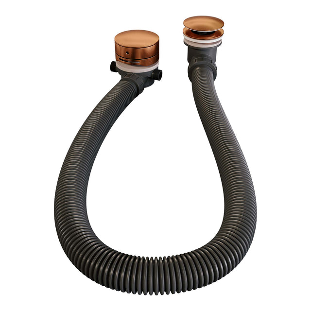 BRAUER Stripe thermostatische inbouw badkraan met drukknoppen SET 04 met badvulcombinatie en 3-standen handdouche en doucheslang en wandaansluitbocht koper geborsteld PVD 5-GK-362