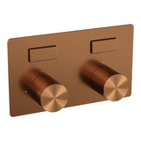 BRAUER Stripe thermostatische inbouw regendouche met drukknoppen SET 31 met 25 cm douchekop en rechte muurarm en staaf handdouche en doucheslang en geïntegreerde glijstang koper geborsteld PVD 5-GK-425