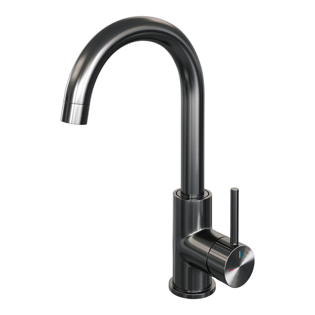 BRAUER Stripe hoge opbouw wastafelmengkraan met draaibare ronde uitloop model A gunmetal geborsteld PVD 5-GM-003-R5