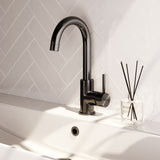 BRAUER Stripe hoge opbouw wastafelmengkraan met draaibare ronde uitloop model A gunmetal geborsteld PVD 5-GM-003-R5