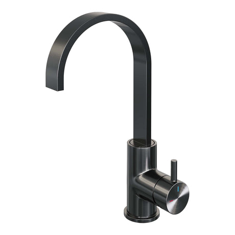 BRAUER Gunmetal Edition hoge opbouw wastafelmengkraan met draaibare platte uitloop model B gunmetal geborsteld PVD