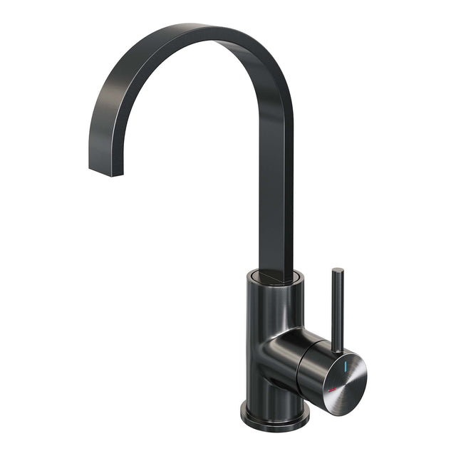 BRAUER Gunmetal Edition hoge opbouw wastafelmengkraan met draaibare platte uitloop model A gunmetal geborsteld PVD