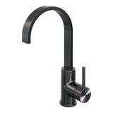 BRAUER Gunmetal Carving hoge opbouw wastafelmengkraan met draaibare platte uitloop model A gunmetal geborsteld PVD 5-GM-003-S4