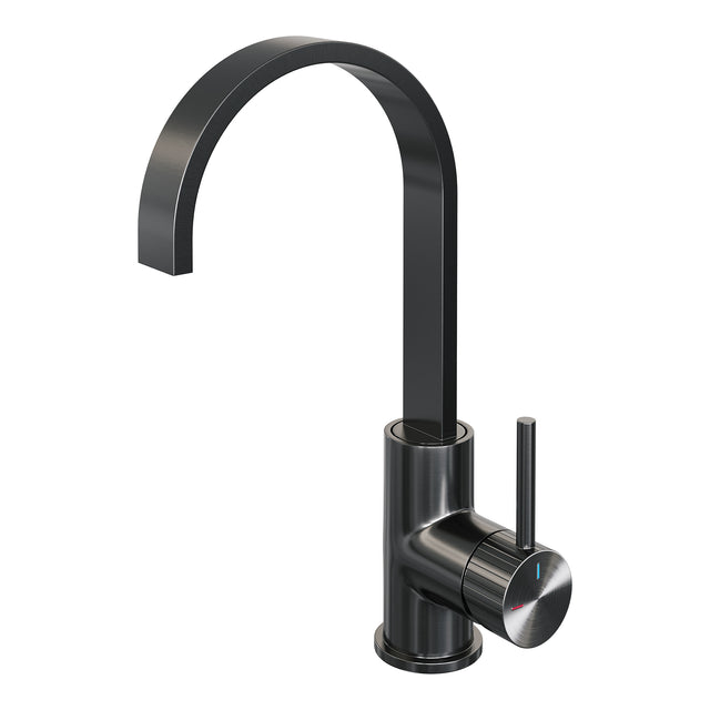 BRAUER Stripe hoge opbouw wastafelmengkraan met draaibare platte uitloop model A gunmetal geborsteld PVD 5-GM-003-S5