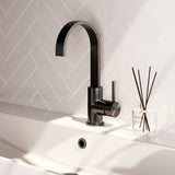 BRAUER Stripe hoge opbouw wastafelmengkraan met draaibare platte uitloop model A gunmetal geborsteld PVD 5-GM-003-S5
