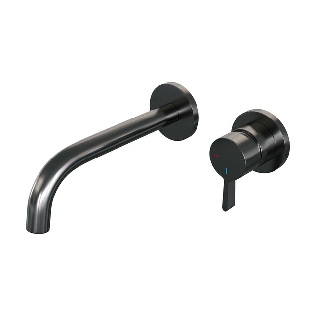 BRAUER Gunmetal Edition inbouw wastafelmengkraan met gebogen uitloop en rozetten model E1 gunmetal geborsteld PVD