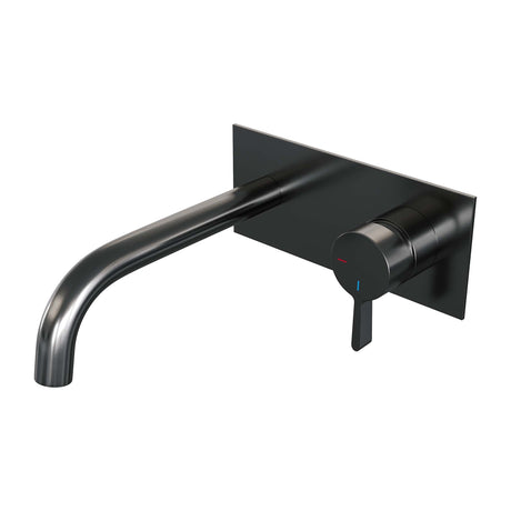 BRAUER Gunmetal Edition inbouw wastafelmengkraan met gebogen uitloop en afdekplaat model E1 gunmetal geborsteld PVD