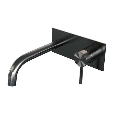 BRAUER Gunmetal Edition inbouw wastafelmengkraan met gebogen uitloop en afdekplaat model A1 gunmetal geborsteld PVD