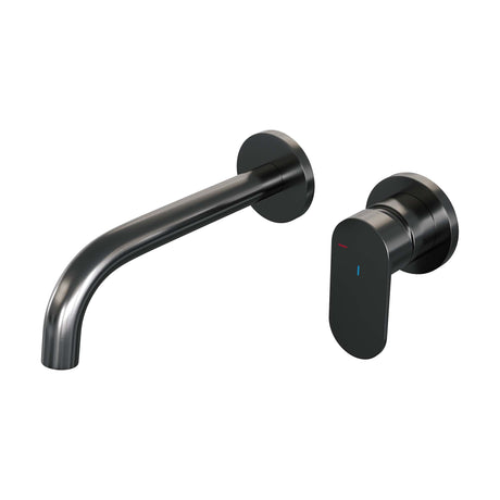 BRAUER Gunmetal Edition inbouw wastafelmengkraan met gebogen uitloop en rozetten model C1 gunmetal geborsteld PVD