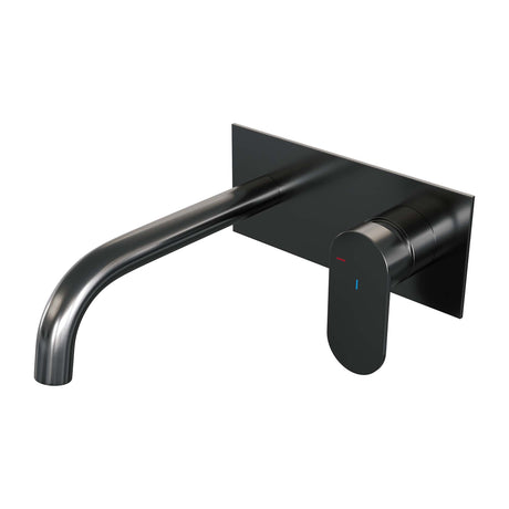 BRAUER Gunmetal Edition inbouw wastafelmengkraan met gebogen uitloop en afdekplaat model C1 gunmetal geborsteld PVD