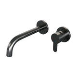 BRAUER Gunmetal Edition inbouw wastafelmengkraan met gebogen uitloop en rozetten model D1 gunmetal geborsteld PVD