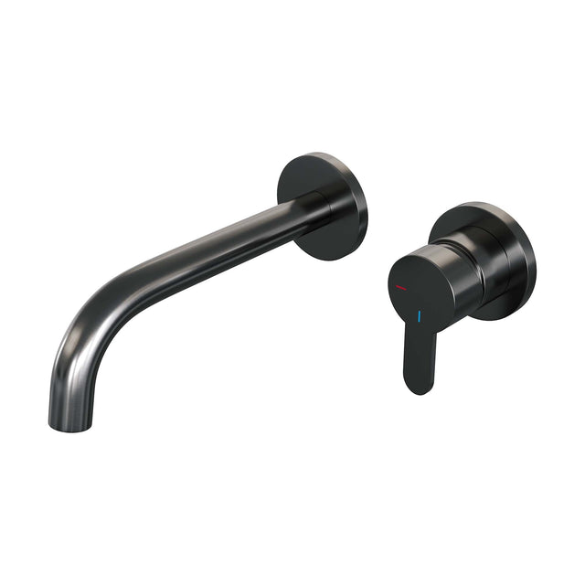 BRAUER Gunmetal Edition inbouw wastafelmengkraan met gebogen uitloop en rozetten model D1 gunmetal geborsteld PVD