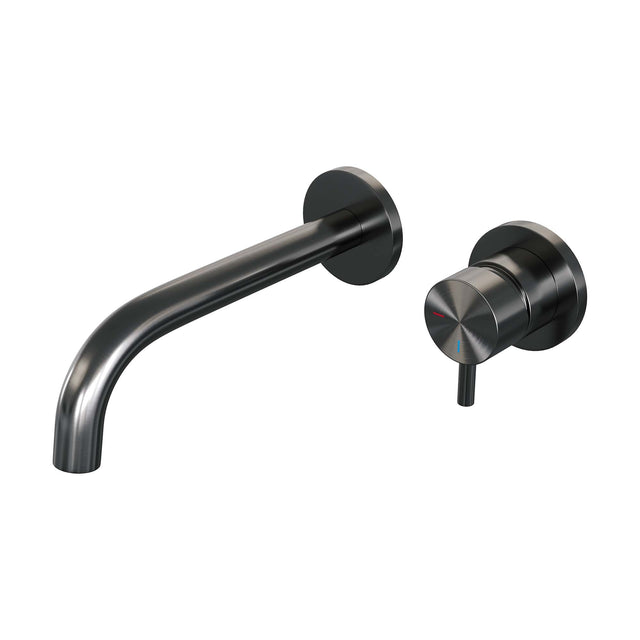 BRAUER Gunmetal Edition inbouw wastafelmengkraan met gebogen uitloop en rozetten model B1 gunmetal geborsteld PVD