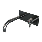 BRAUER Gunmetal Edition inbouw wastafelmengkraan met gebogen uitloop en afdekplaat model B1 gunmetal geborsteld PVD