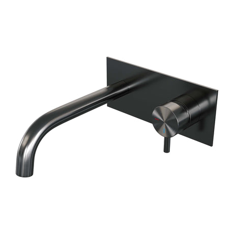 BRAUER Gunmetal Edition inbouw wastafelmengkraan met gebogen uitloop en afdekplaat model B1 gunmetal geborsteld PVD