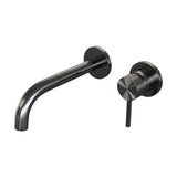 BRAUER Gunmetal Carving inbouw wastafelmengkraan met gebogen uitloop en rozetten model A1 gunmetal geborsteld PVD 5-GM-004-B6-65