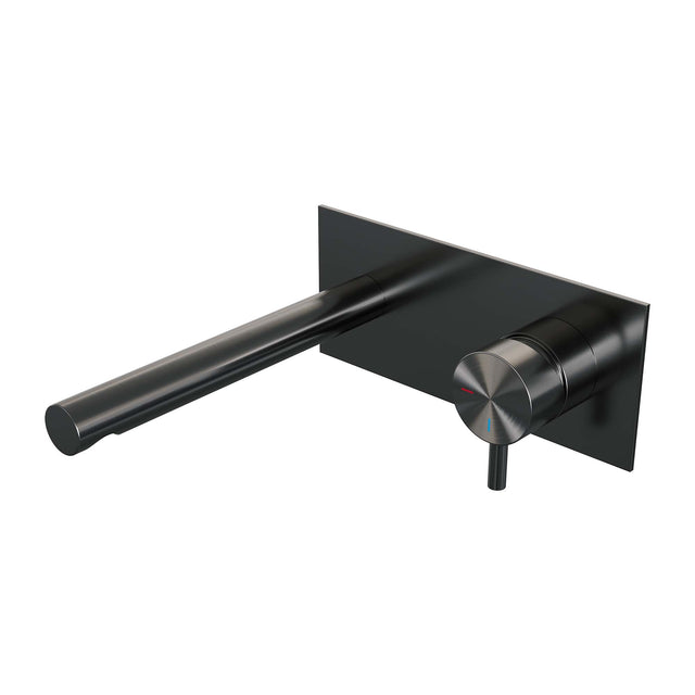 BRAUER Gunmetal Edition inbouw wastafelmengkraan met rechte uitloop en afdekplaat model B1 gunmetal geborsteld PVD