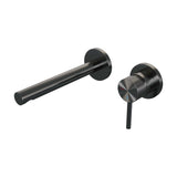 BRAUER Gunmetal Carving inbouw wastafelmengkraan met rechte uitloop en rozetten model A1 gunmetal geborsteld PVD 5-GM-004-S6-65