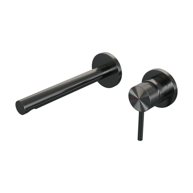 BRAUER Gunmetal Carving inbouw wastafelmengkraan met rechte uitloop en rozetten model A1 gunmetal geborsteld PVD 5-GM-004-S6-65