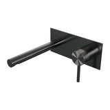BRAUER Gunmetal Carving inbouw wastafelmengkraan met rechte uitloop en afdekplaat model A1 gunmetal geborsteld PVD 5-GM-004-S6