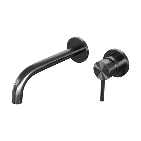 BRAUER Gunmetal Edition inbouw wastafelmengkraan met gebogen uitloop en rozetten model A1 gunmetal geborsteld PVD