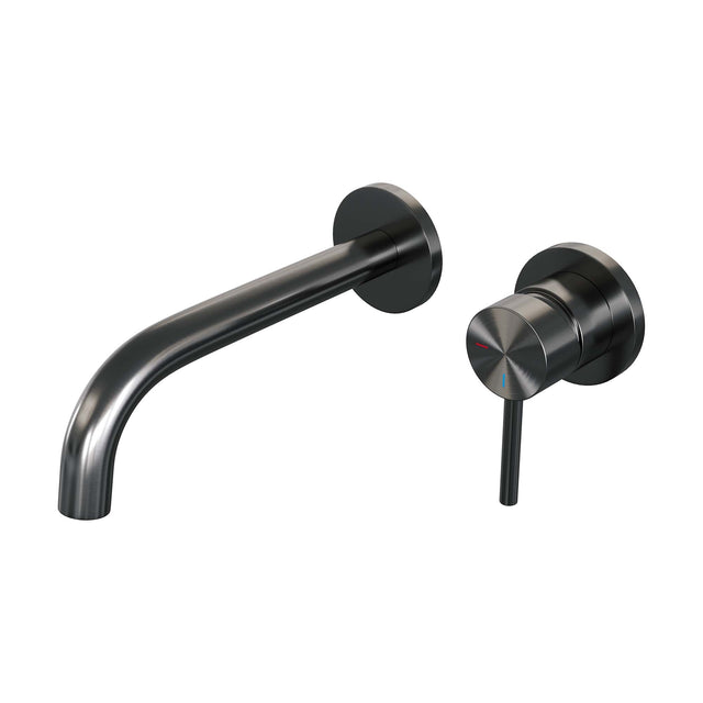BRAUER Gunmetal Edition inbouw wastafelmengkraan met gebogen uitloop en rozetten model A1 gunmetal geborsteld PVD