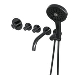 BRAUER Gunmetal Edition thermostatische inbouw badkraan SET 02 met uitloop en 3-standen handdouche en doucheslang en wandaansluitbocht gunmetal geborsteld PVD