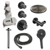 BRAUER Gunmetal Edition thermostatische inbouw regendouche SET 11 met 20 cm douchekop en plafondarm en 3-standen handdouche en doucheslang en wandaansluitbocht gunmetal geborsteld PVD