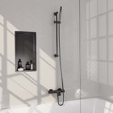 BRAUER Gunmetal Edition opbouw baddouche thermostaatkraan SET 01 met glijstang en staaf handdouche en doucheslang gunmetal geborsteld PVD