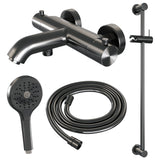 BRAUER Gunmetal Edition opbouw baddouche thermostaatkraan SET 02 met glijstang en 3-standen handdouche en doucheslang gunmetal geborsteld PVD