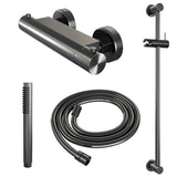 BRAUER Gunmetal Edition opbouw douche thermostaatkraan SET 01 met glijstang en staaf handdouche en doucheslang gunmetal geborsteld PVD