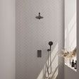 BRAUER Gunmetal Edition thermostatische inbouw regendouche 3-weg omstelling SET 31 met 20 cm douchekop en rechte muurarm en 3-standen handdouche en doucheslang en wandaansluitbocht gunmetal geborsteld PVD