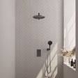 BRAUER Gunmetal Edition thermostatische inbouw regendouche 3-weg omstelling SET 32 met 30 cm douchekop en rechte muurarm en 3-standen handdouche en doucheslang en wandaansluitbocht gunmetal geborsteld PVD